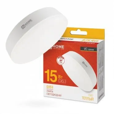 лампа светодиодная led-gx53-vc 15вт таблетка 3000к тепл. бел. gx53 1430лм 230в in home 4690612020815 от магазина Штепсель и батарейка.