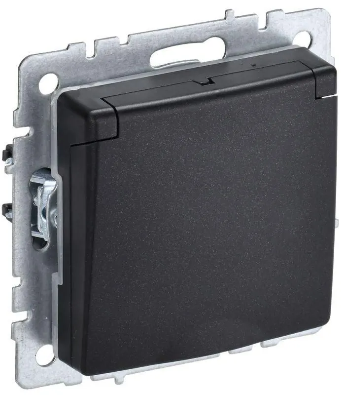 розетка brite рсбш10-3-44-брч 16а ip44 с заземл. защ. шторки с крышкой механизм черн. iek br-r16-16-44-k02 от магазина Штепсель и батарейка.
