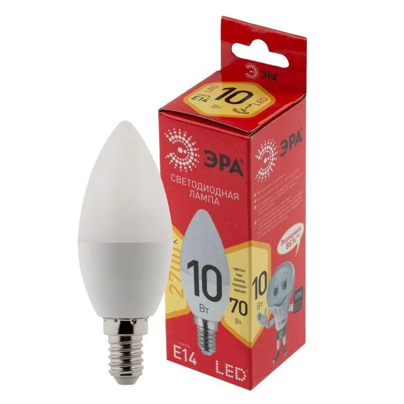 лампа светодиодная red line led b35-10w-827-e14 r 10вт b35 свеча 2700к тепл. бел. e14 эра б0049641 от магазина Штепсель и батарейка.
