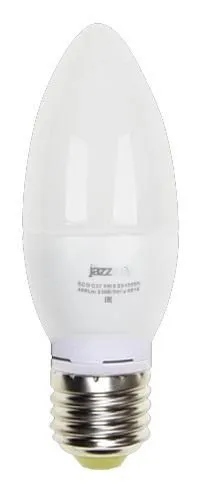 лампа светодиодная pled-eco 5вт c37 свеча 4000к нейтр. бел. e27 400лм 230в jazzway 2855329a от магазина Штепсель и батарейка.