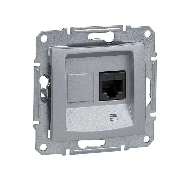 розетка компьютерная 1-м сп sedna rj45 кат.5e utp неэкранир. механизм алюм. sche sdn4300160 от магазина Штепсель и батарейка.