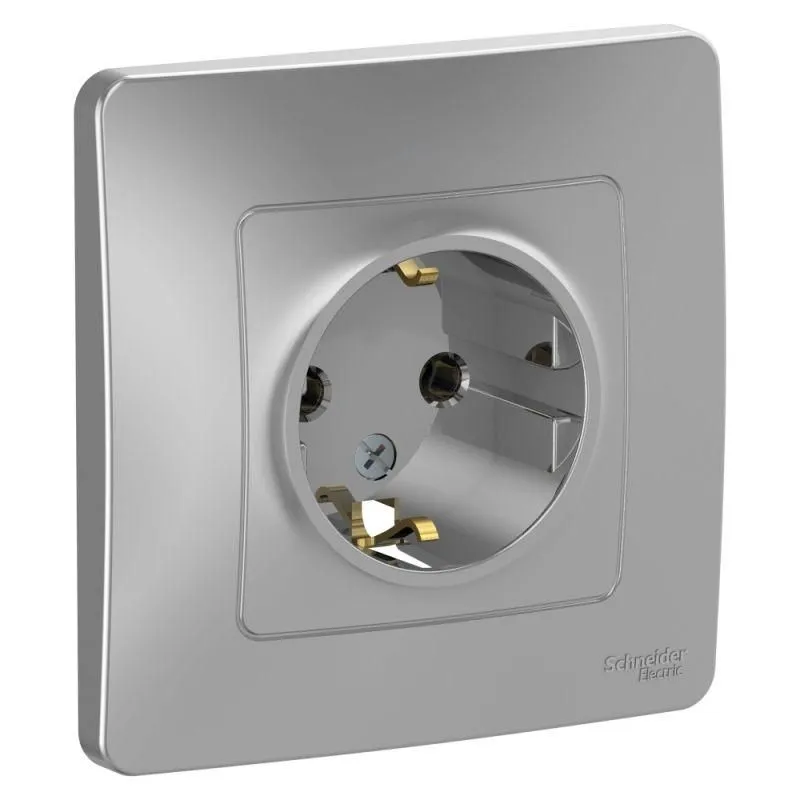 розетка 1-м сп blanca 16а ip20 250в с заземл. без защ. шторок алюм. se blnrs001013 от магазина Штепсель и батарейка.