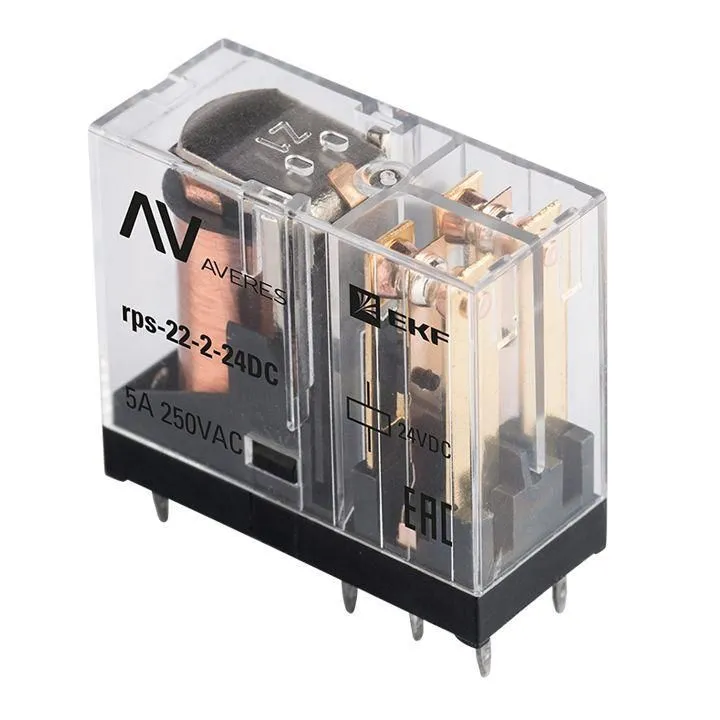 реле промежуточное рп slim 22/2 5а 24в dc averes ekf rps-22-2-24dc от магазина Штепсель и батарейка.
