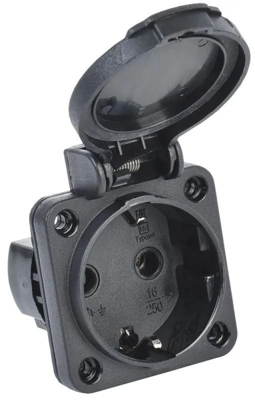 розетка панельная magnum 2p+pe 16а ip54 рп14-3 с защ. крышкой с заземл. черн. iek psn71-016-3-2-54-k02 от магазина Штепсель и батарейка.