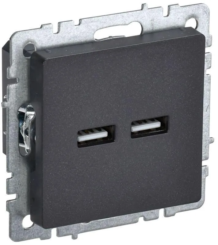 розетка brite usb a+a 3.1а рю10-1-брч механизм черн. iek br-u21-d31-k02 от магазина Штепсель и батарейка.