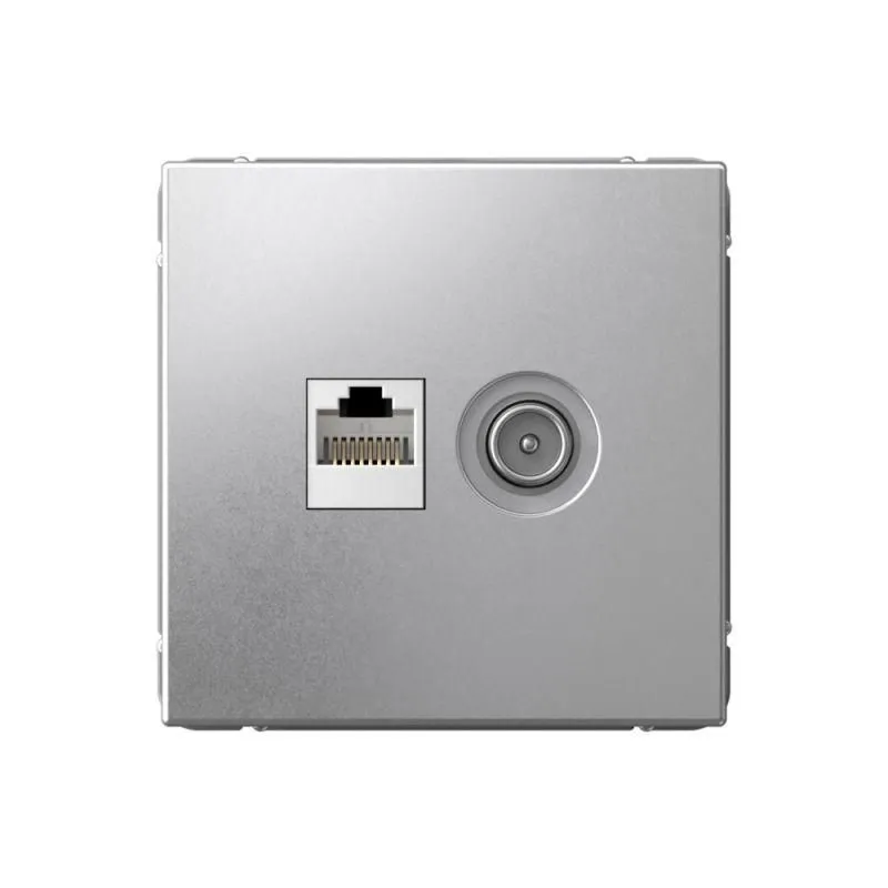 розетка компьютерная + телевизионная 2-м artgallery rj45 + tv кат.5e алюм. se gal000389 от магазина Штепсель и батарейка.