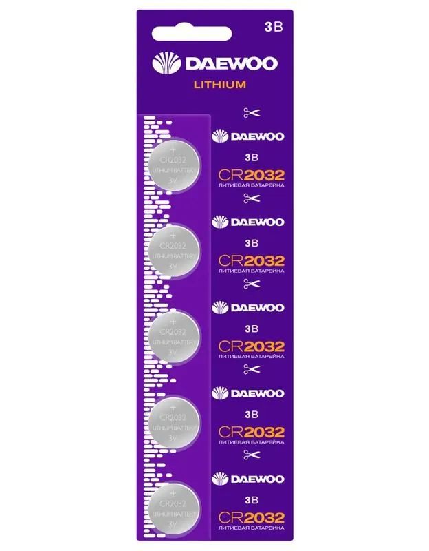 элемент питания литиевый cr2032 3в 2021 bl-5 (уп.5шт) daewoo 5030268 от магазина Штепсель и батарейка.