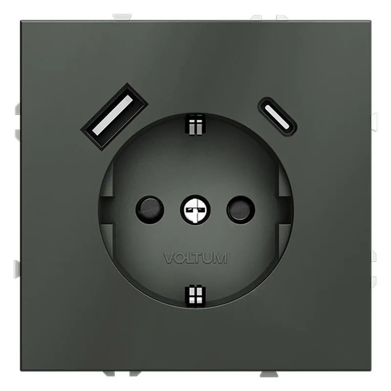розетка 1-м сп s70 16а с usb a+с с заземл. защ. шторки механизм титан voltum vls040506 от магазина Штепсель и батарейка.
