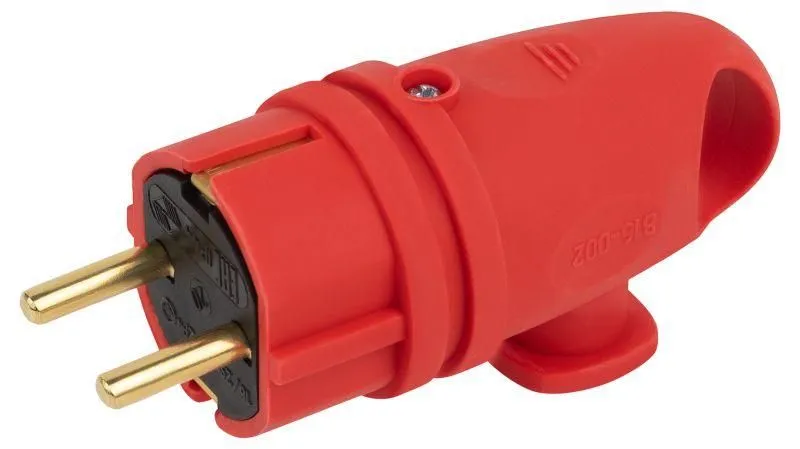 вилка vx11-r-ip44 16а ip44 с кольцом угловая с заземл. каучук красн. эра б0055417 от магазина Штепсель и батарейка.