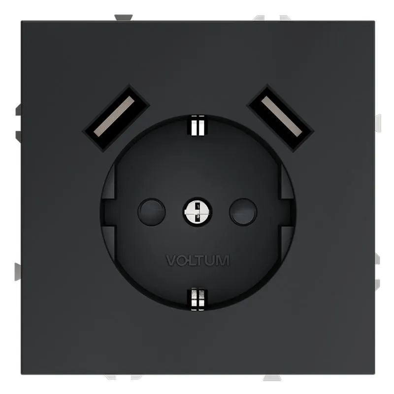 розетка 1-м сп s70 16а с usb a+a с заземл. защ. шторки механизм графит voltum vls040407 от магазина Штепсель и батарейка.