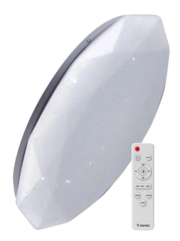 светильник светодиодный premium diamond 75вт 230в 3000-6500к 6000лм ip40 500х90мм настенно-потолочный управляемый с пультом ду космос ksdiam75w от магазина Штепсель и батарейка.