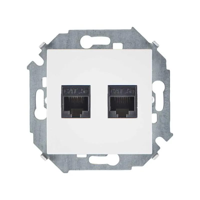 розетка компьютерная 2-м simon 15 rj45 кат.5e amp механизм бел. simon 1591552-030 от магазина Штепсель и батарейка.