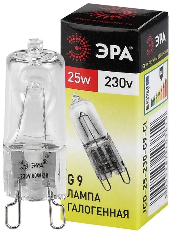 лампа галогенная g9-jcd-25-230v-cl 25вт капсула g9 230в эра c0027376 от магазина Штепсель и батарейка.