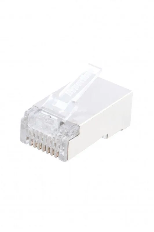 разъем rj45 (8p8c) под витую пару кат.5e экранир. plug-8p8c-u-c5-sh-100 универс. (для ож и мж кабеля) (уп.100шт) hyperline 49375 от магазина Штепсель и батарейка.