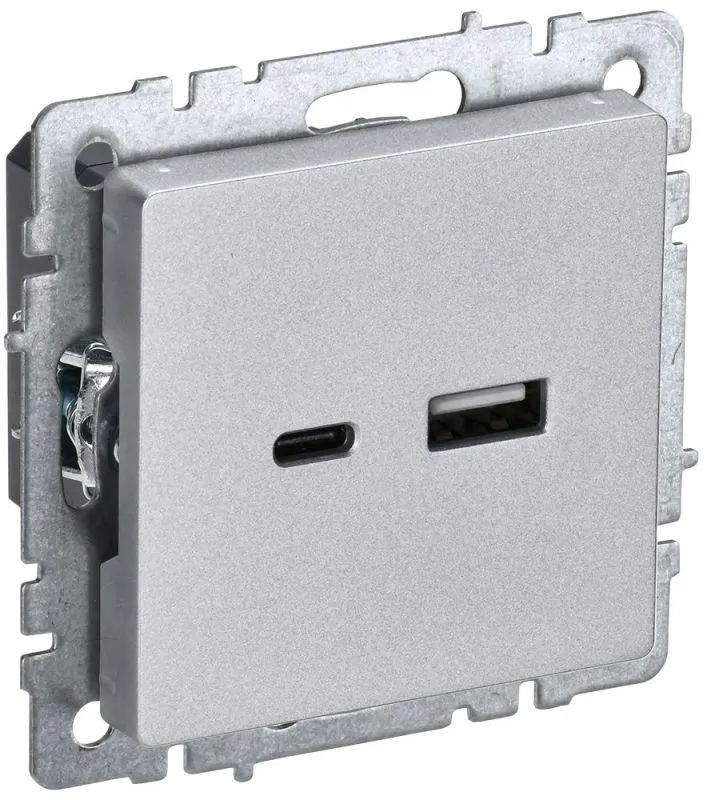 розетка brite usb a+c 18вт рю11-1-бра механизм алюм. iek br-u22-018-k47 от магазина Штепсель и батарейка.