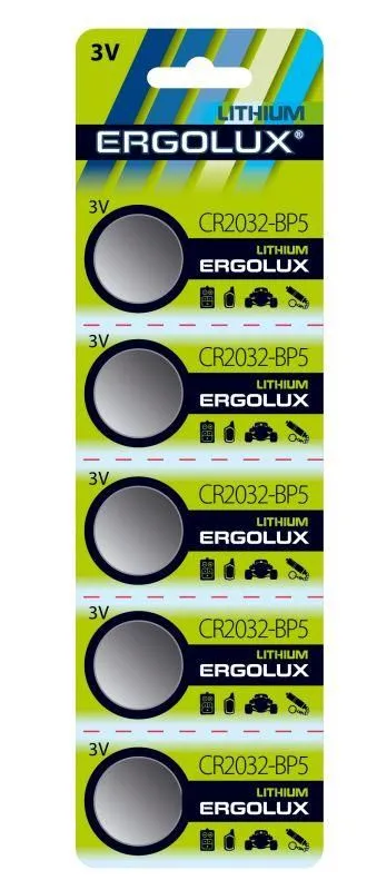 элемент питания литиевый cr2032 bl-5 3в (блист.5шт) ergolux 12051 от магазина Штепсель и батарейка.