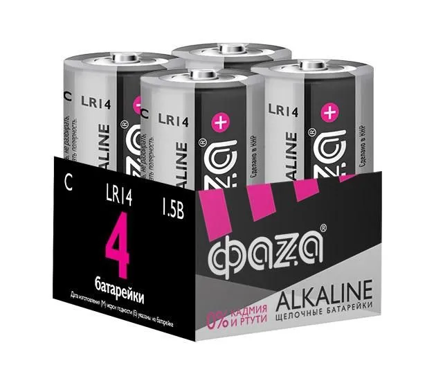 элемент питания алкалиновый c/lr14 1.5в alkaline pack-4 (уп.4шт) фаzа 5033160 от магазина Штепсель и батарейка.